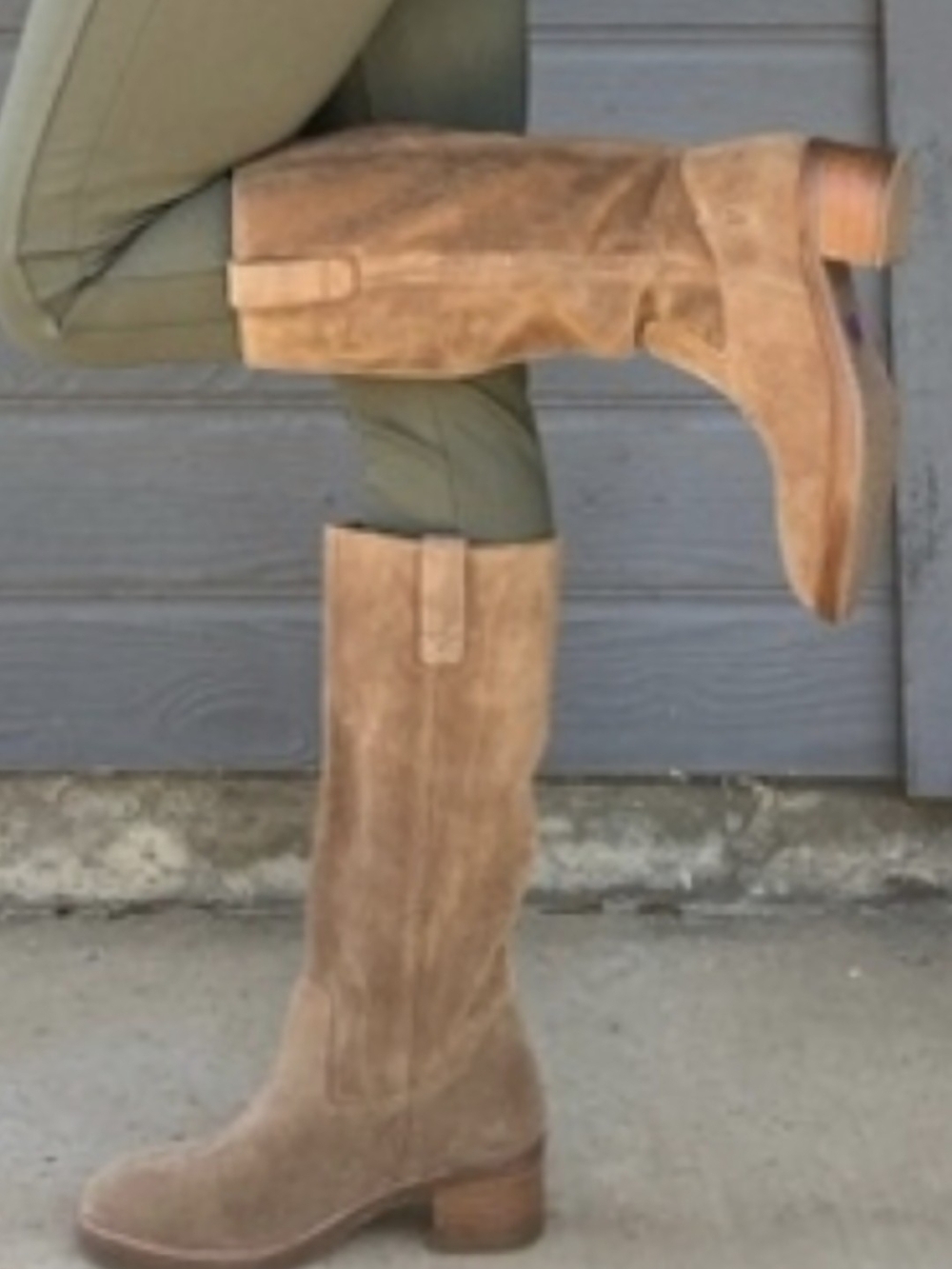 Frye Tan Suede Knee-High Heeled Boots
